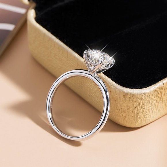 Certified 2ct. t.w. Moissanite Diamond Oval Hidden Halo Engagement Ring NEW - Picture 6 of 14